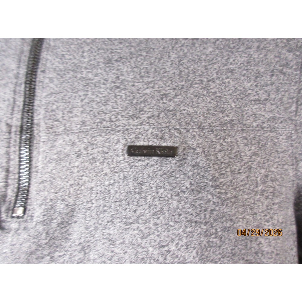 Calvin Klein Men's Quarter Zip Pullover Heather Grey Mock Neck Logo Top Size M - Picture 4 of 8